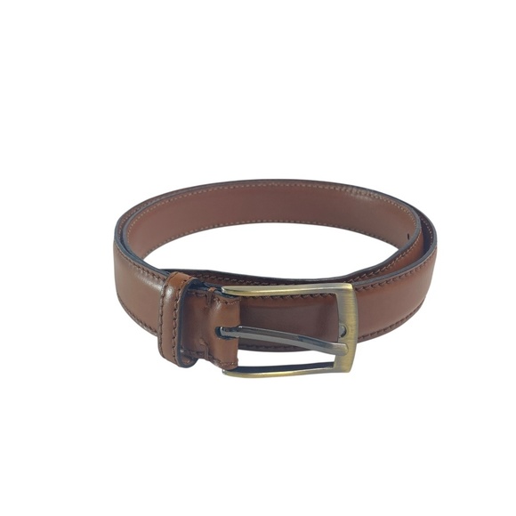 Mens Brown Leather Belt Size 38 Unbranded Made in Italy - Picture 1 of 6
